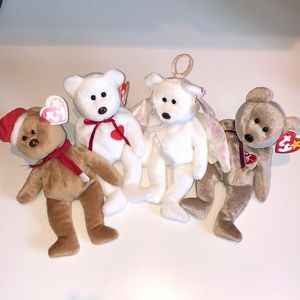 Set of 4 Ty Beanie Baby Babies bears